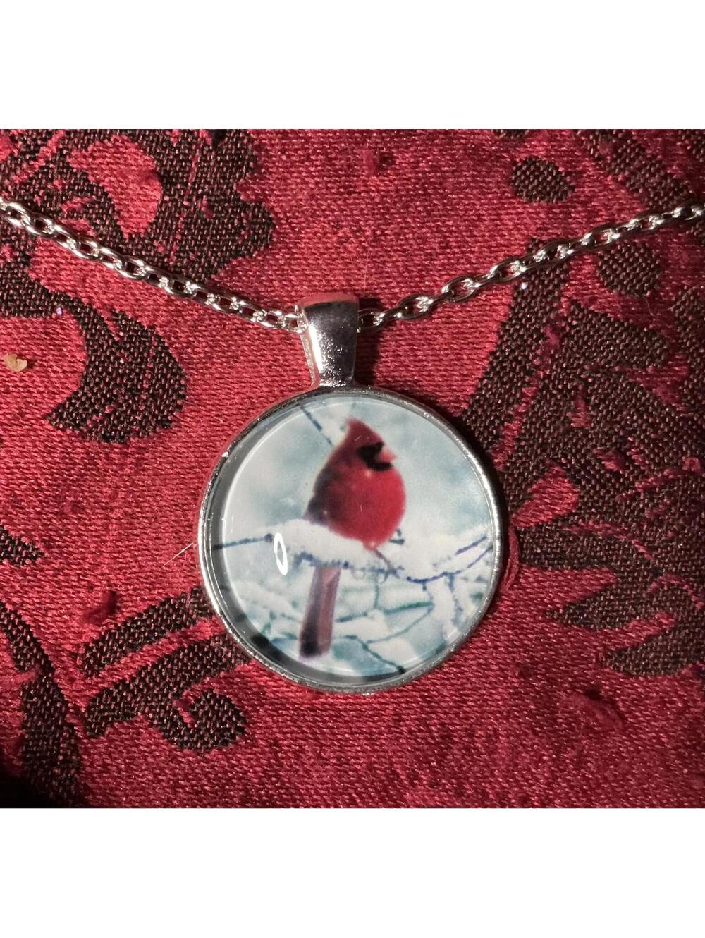 V Cardinal Bird Necklace